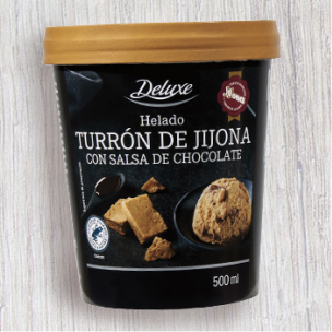Helado de turrón Jijona salsa chocolate Deluxe