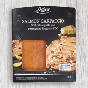 Carpaccio de salmón con virutas de parmesano Deluxe