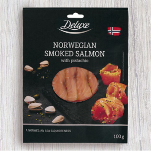 Salmón noruego ahumado con pistacho Deluxe